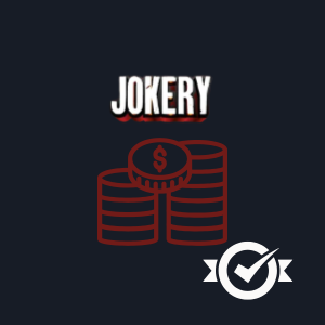En haug med gullmynter under Jokery-logoen