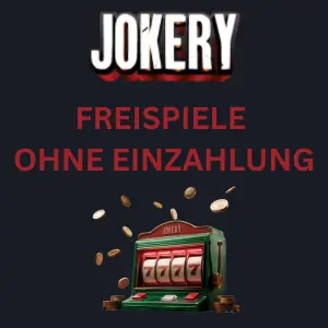 Werbebild für die Promo-Codes der Jokery-App, das eine Slot-Maschine mit einem "No Deposit Free Spins"-Label und einem Bonus-Button zeigt.
